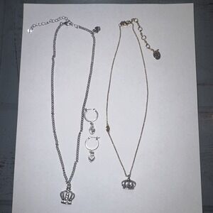 Juicy Couture 3 Piece Necklace & Earrings Lot Gold And Silver Tone Necklace